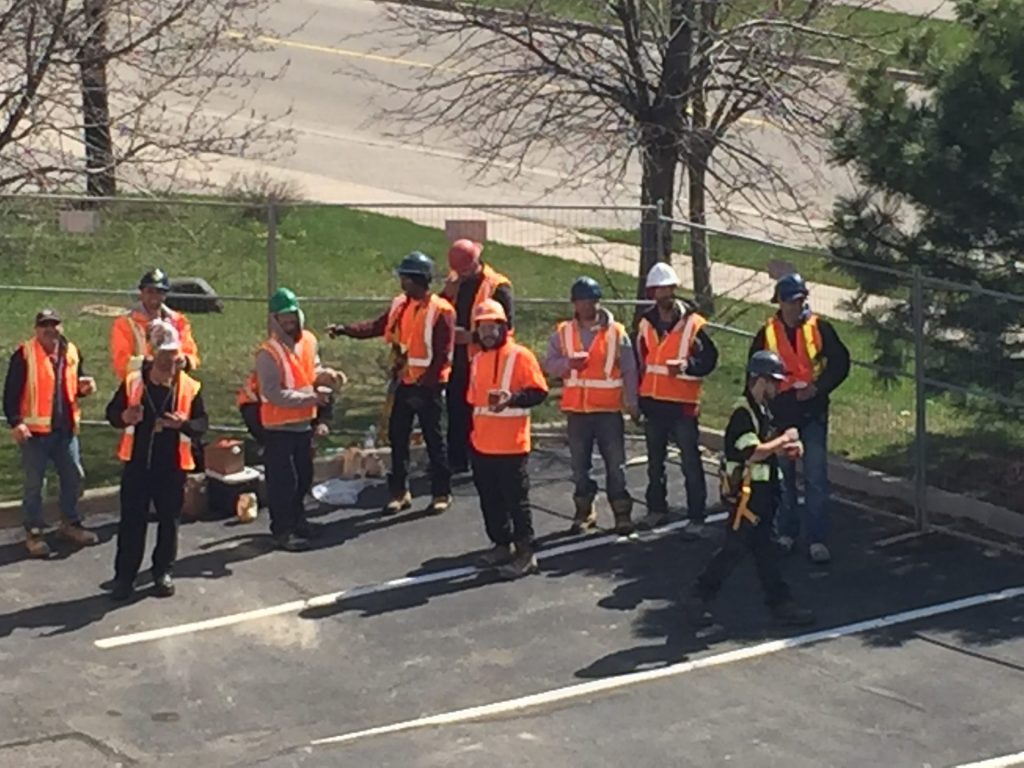 crew on break
