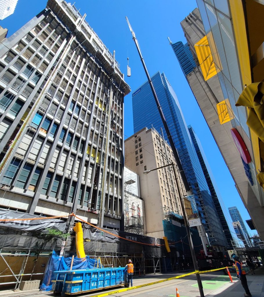 fascade craned to ground